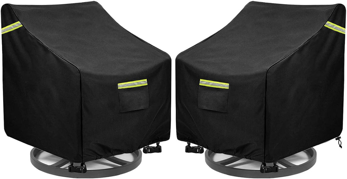 Outdoor Swivel Chair Cover 2 Pack,(32Wx35Dx36H inches )100% Waterproof Heavy Duty Outdoor Rocking Chair Covers， Patio Chair Covers Waterproof Patio Furniture Covers ( Black)