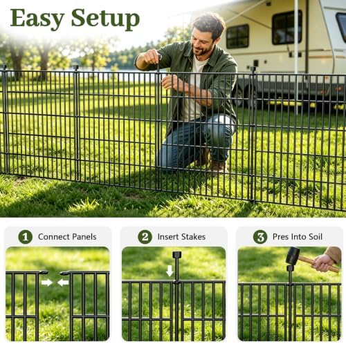 No Dig Garden Fence Outdoor for Yard, 32in (H) x 11.8ft(L)
