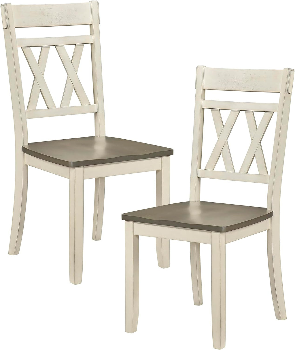 Lexicon Wood Dining Chair, Set of 2,Greywash/Antique White