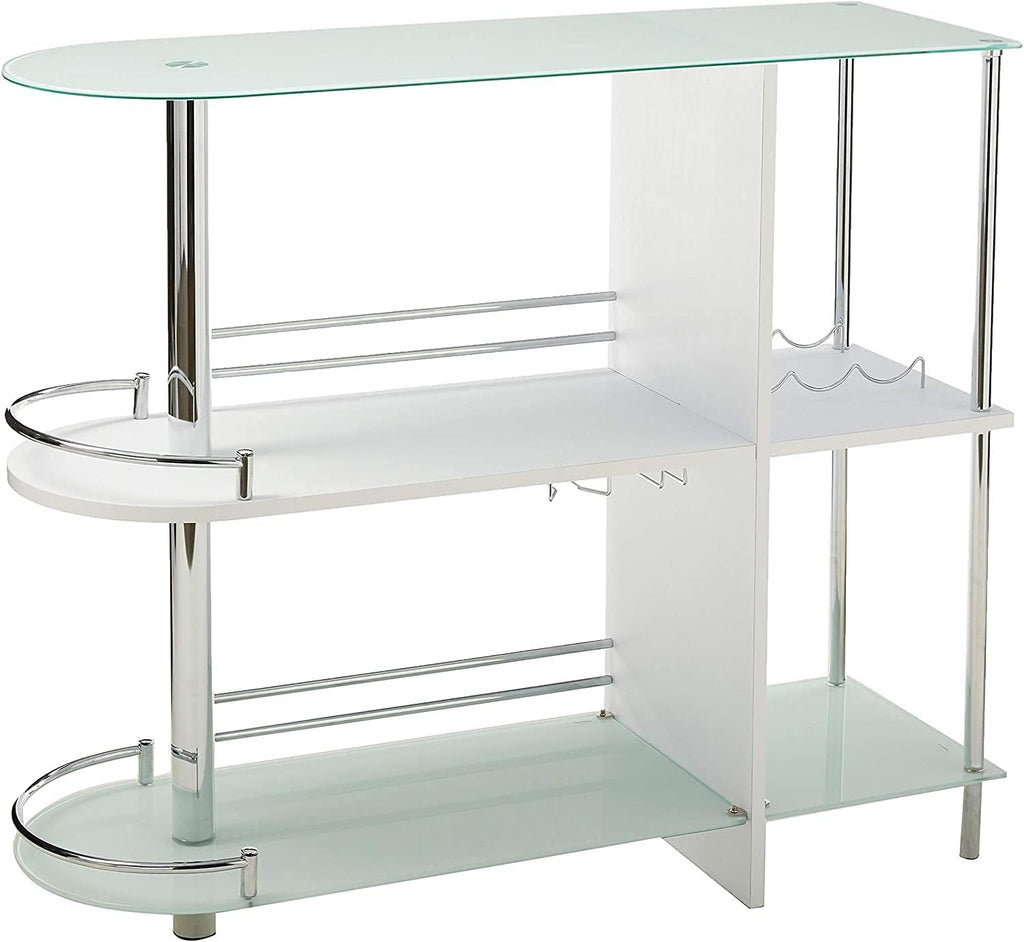 kings brand furniture bar table with two tempered, side view