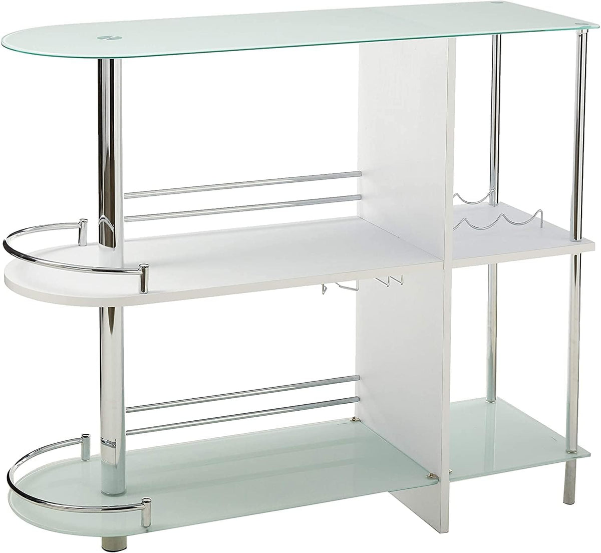 kings brand furniture bar table with two tempered, side view