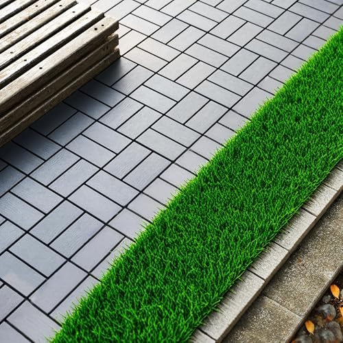 Plastic Interlocking Deck Tiles (44 PCS), 12x12 Inches Waterproof Outdoor Patio Flooring, Easy Snap Balcony Floor Tiles for Garden, Poolside, Backyard, Pathway, Indoor Use, Dark Grey, Grid Pattern