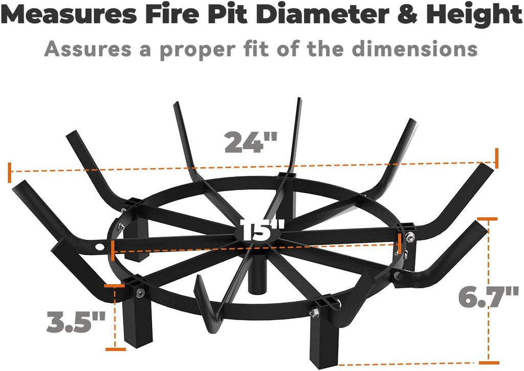 Mondazie Round Fire Pit Grill Grate 24 Inch, Fireplace Grate with 10 Bars