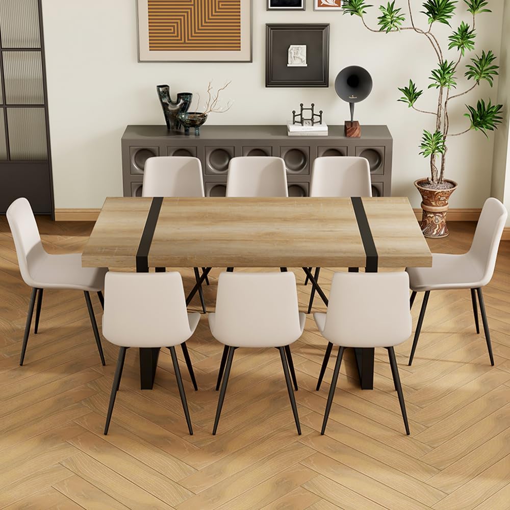 Dining Table Set for 8, 71'' Wood Dining Table and Chairs Set of 8