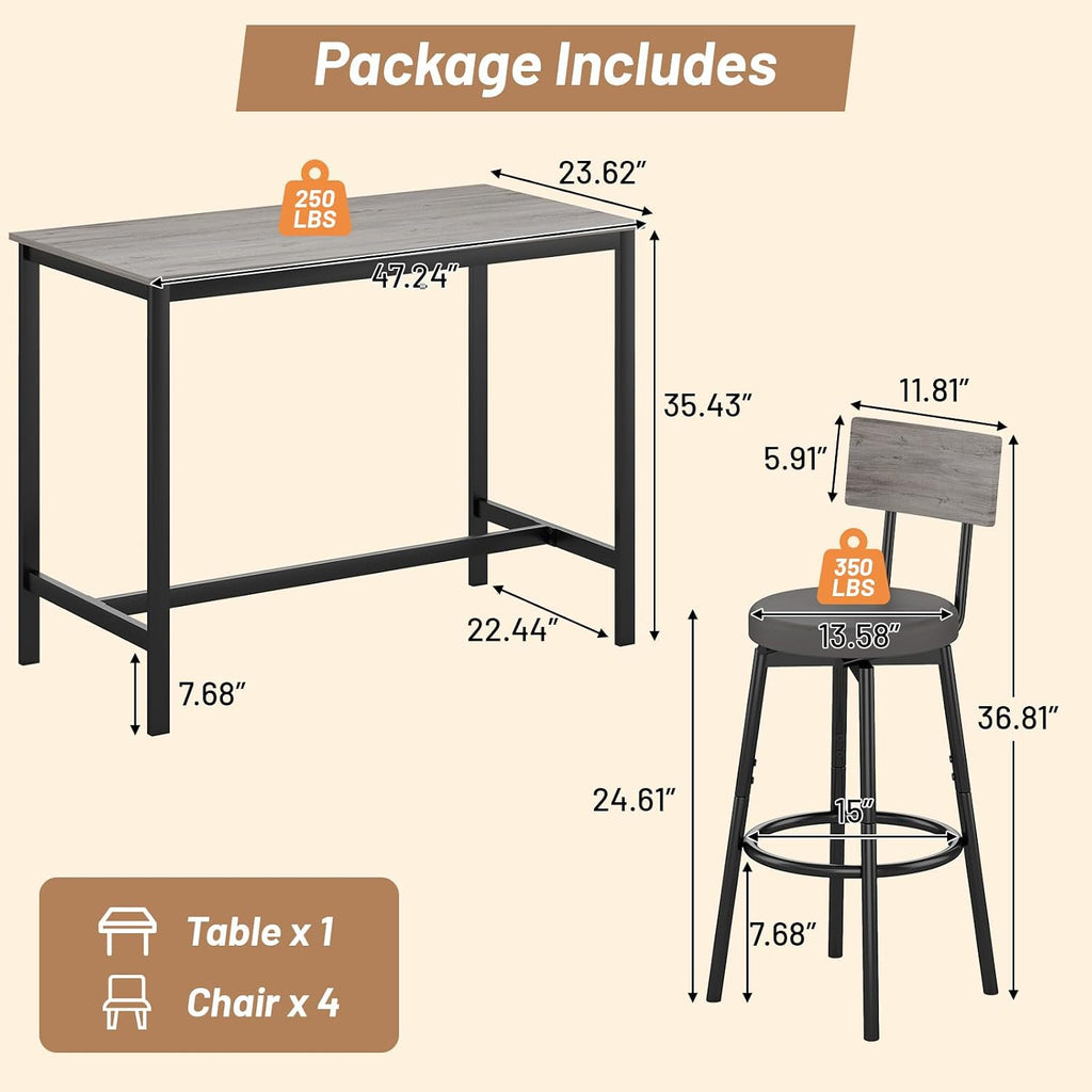 zevemomo dining table set for 4, 5-piece bar shown in use