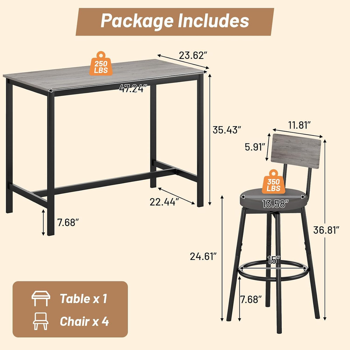zevemomo dining table set for 4, 5-piece bar shown in use