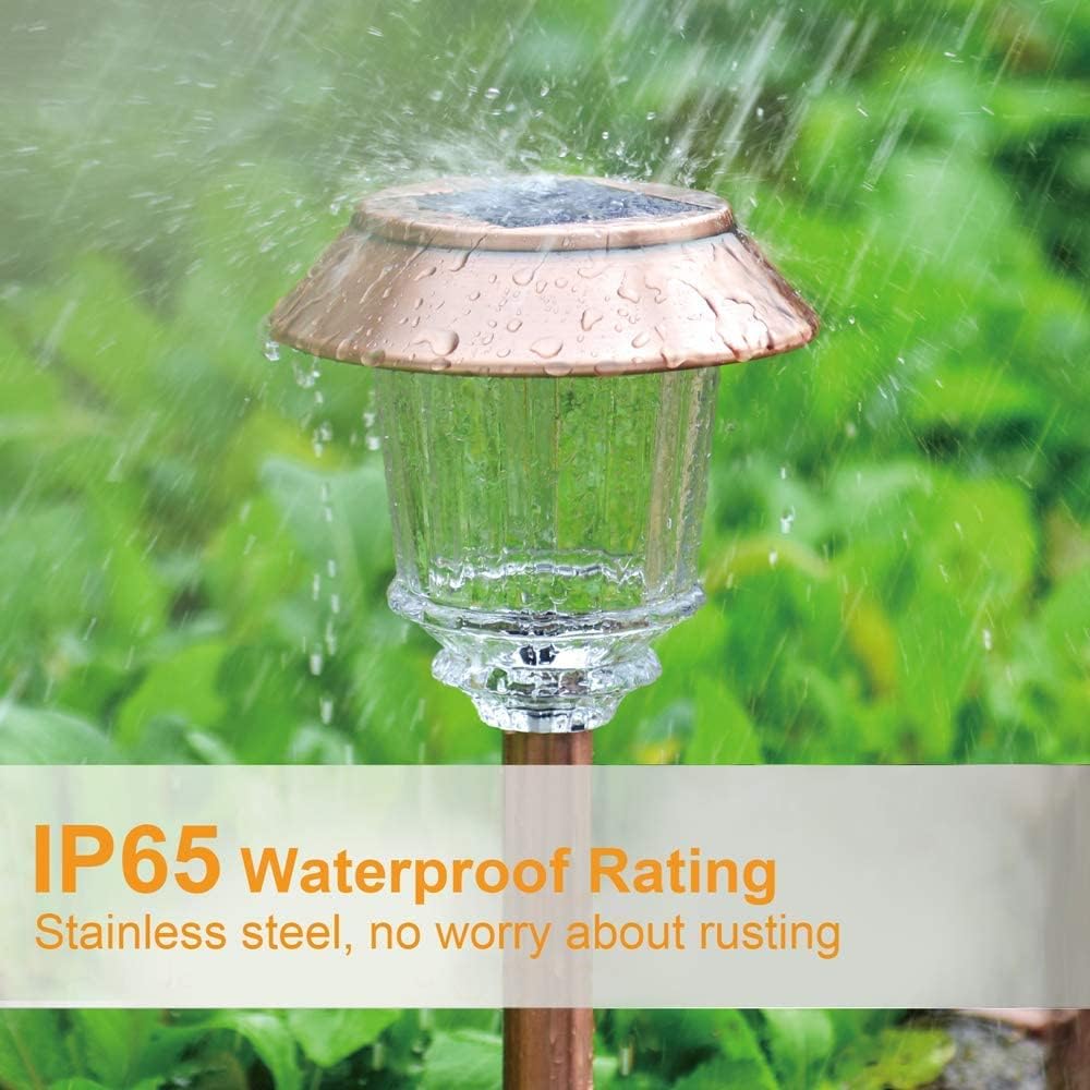 XMCOSY+ Solar Pathway Lights Outdoor - 6 Pack Solar Garden Lights, 10-40 LM Dimmable Solar Lights Outdoor Waterproof Auto On/Off IP 65 Solar Powered Landscape Lighting for Patio Walkway Driveway
