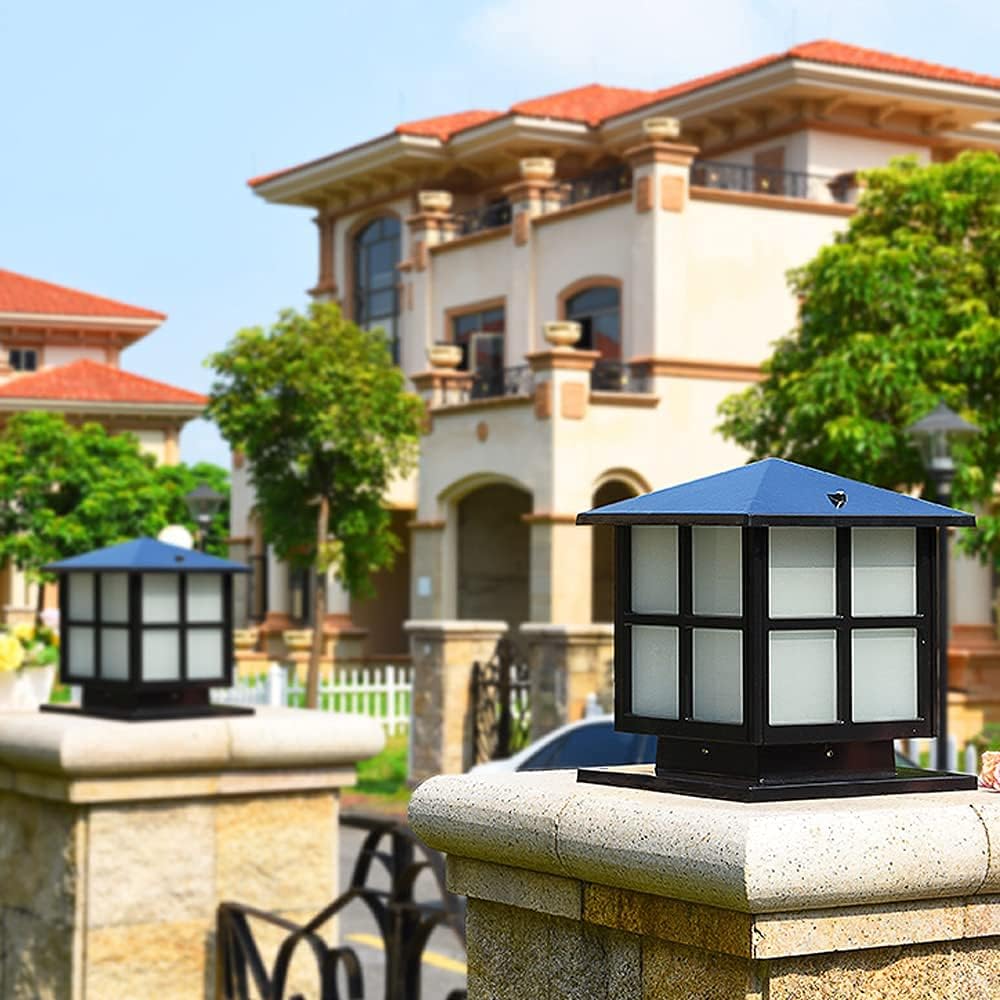 11.8In Outdoor Post Lights Hardwired, Modern Column Lights E26 Pillar Lamps
