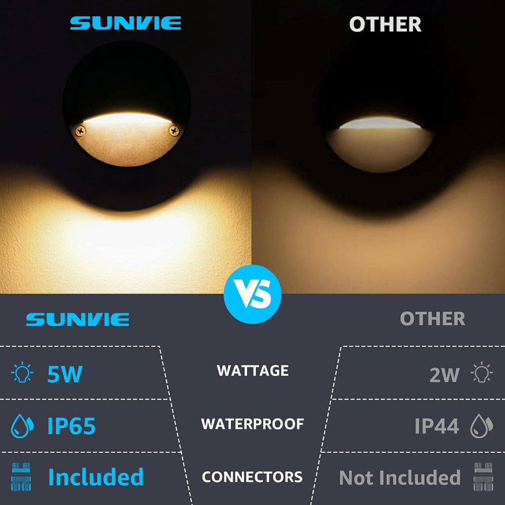sunvie 4" low voltage deck lights 3000k 5w showing dimensions