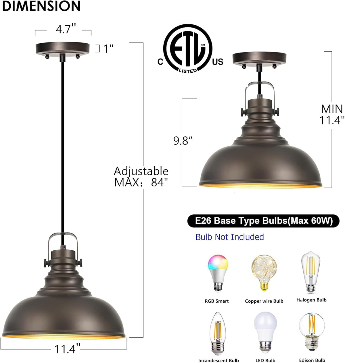2 packs farmhouse pendant lights kitchen island adjustable shown in use