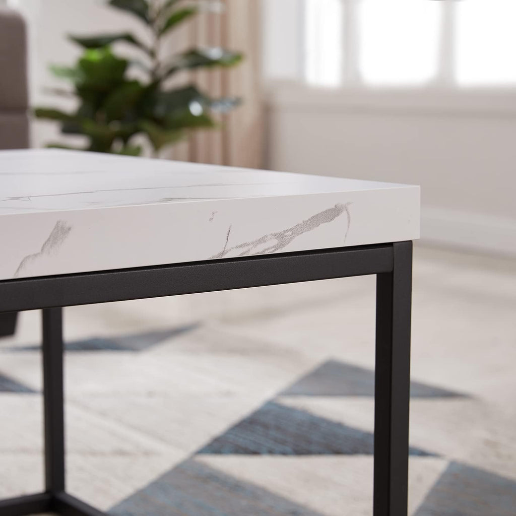 CENSI 47-Inch White Marble Coffee Table/Center Table, Large Size