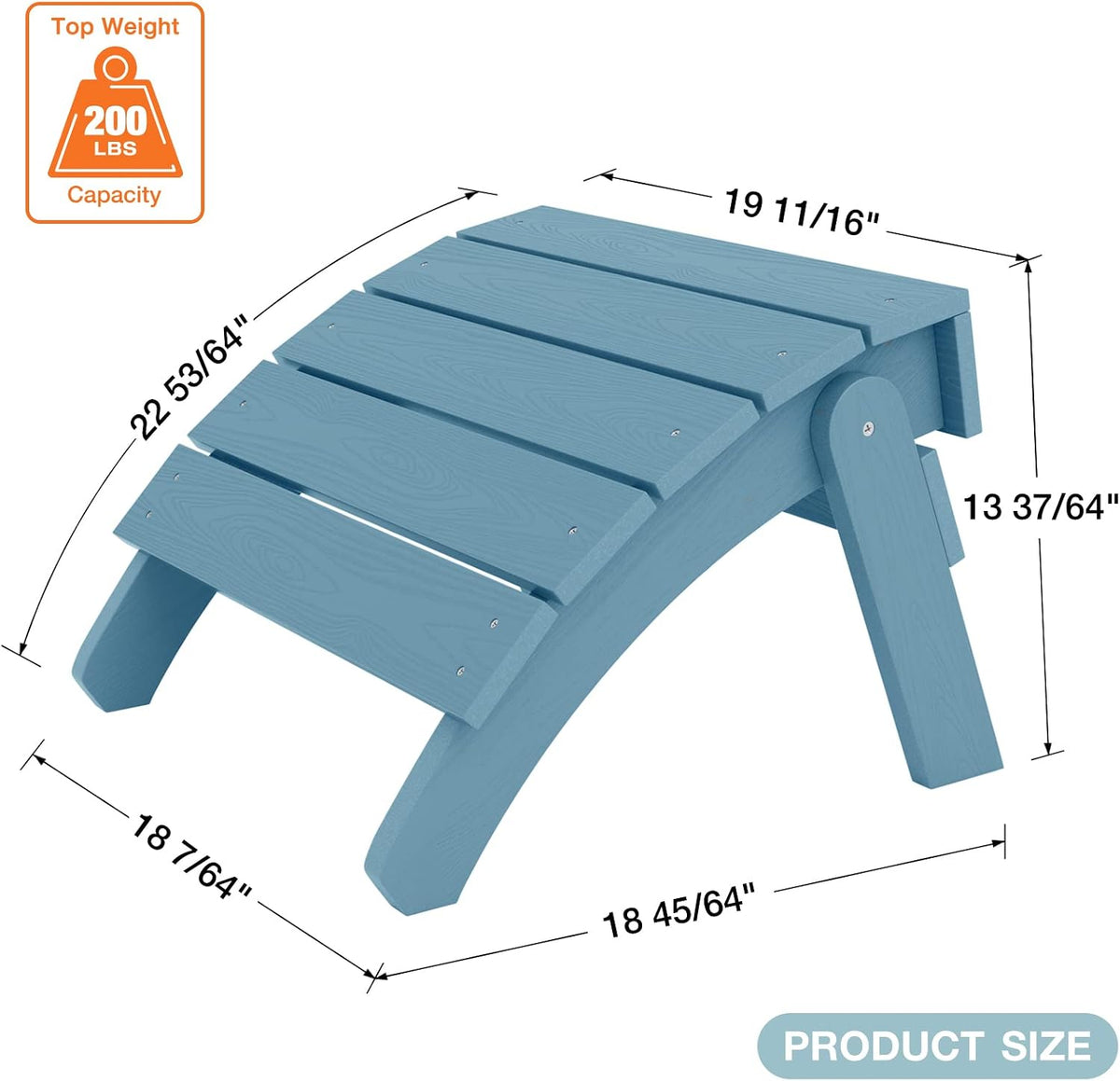 YEFU Folding Adirondack Ottoman Outdoor Set of 2, Blue