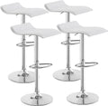 VECELO Bar Stools Set of 4, Armless Adjustable Swivel Barstools, Modern Backless Counter Height Stools for Kitchen, Island, Bar, Pearl White