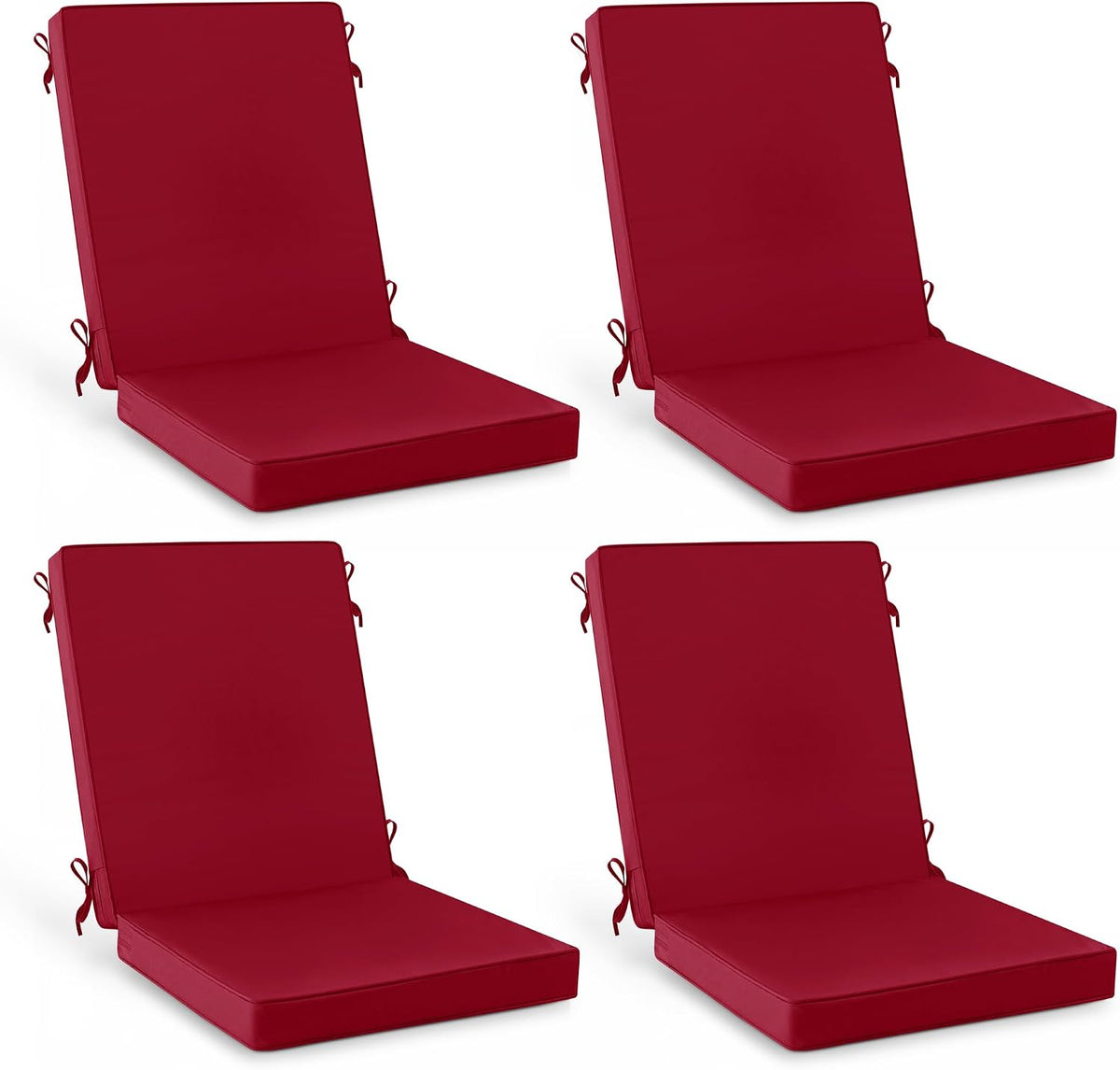 Summsun Patio Dining Seat Cushions Set of 4, 20 x 20 Inch, Burgundy