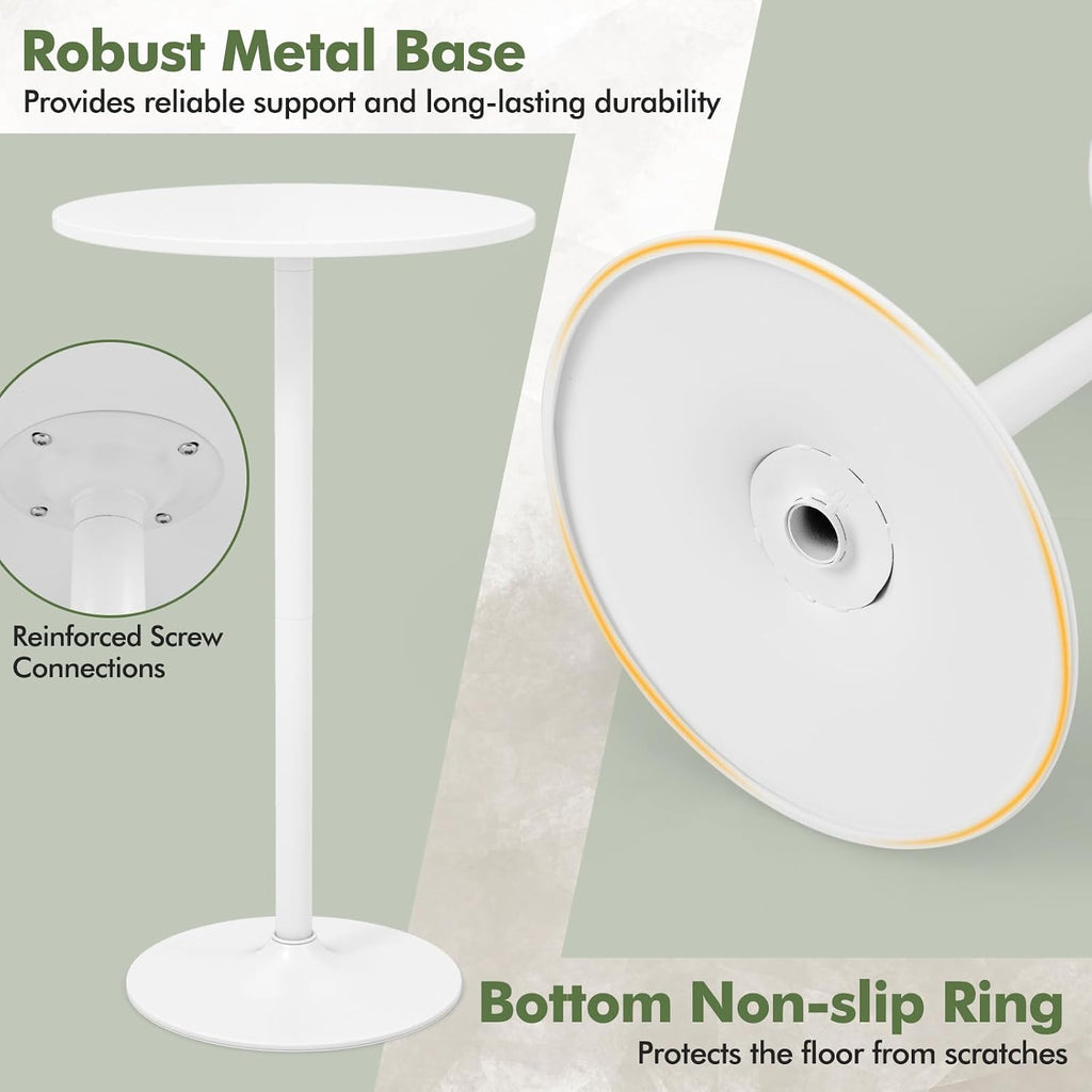 COSTWAY Round Bistro Table, Height Adjustable Bar Height Cocktail Table