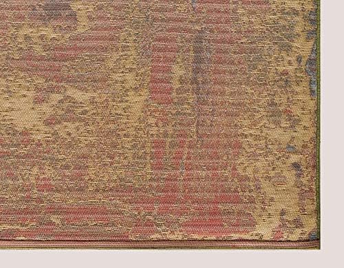 Unique Loom Outdoor Modern Collection Area Rug - Crumpled (6' 1" Square Multi/Gold)