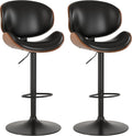 KCC Bar Stools for Kitchen Swivel Bentwood Barstools,Set of 2,Black PU
