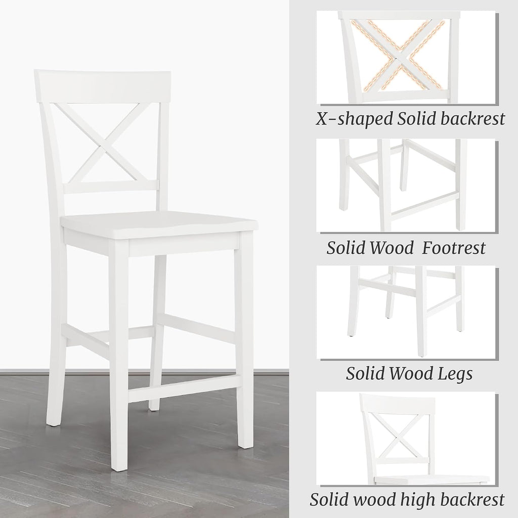 cozyman bar stools set of 2, 24" wooden, close-up detail