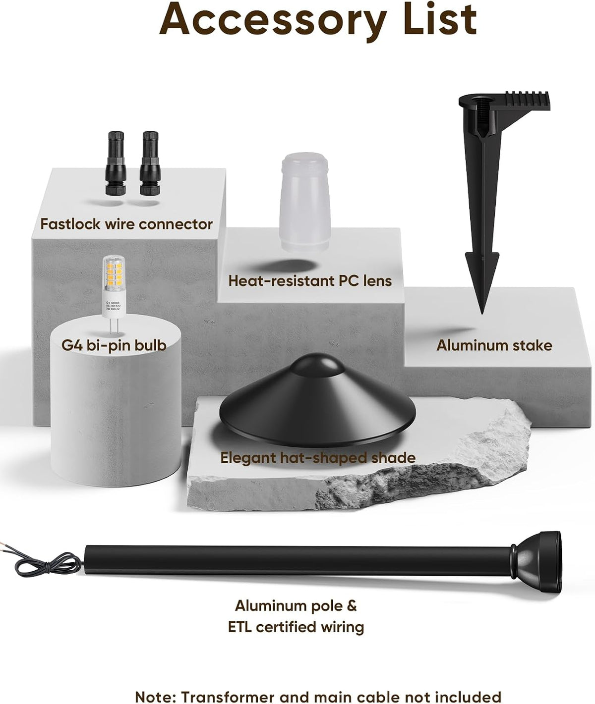 Low Voltage Pathway Lights with G4 3W 3000K Bulbs 6-Pack, Black Aluminum