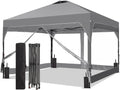 8x8FT 1-Button Push Pop Up Canopy Tent with 4 Clear PVC Sidewalls