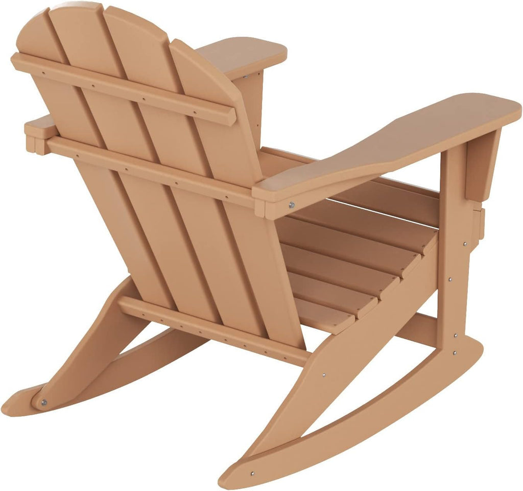 HDPE Laguna Outdoor Rocking Poly Adirondack Chair, Teak