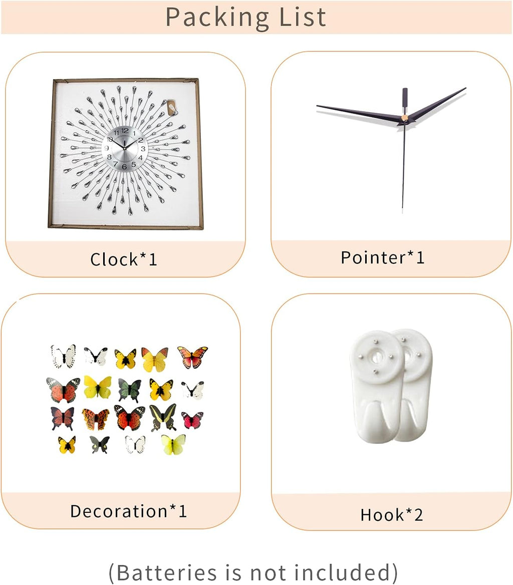 FLEBLE Modern Large Wall Clock for Living Room Decor Clock Battery Operated
