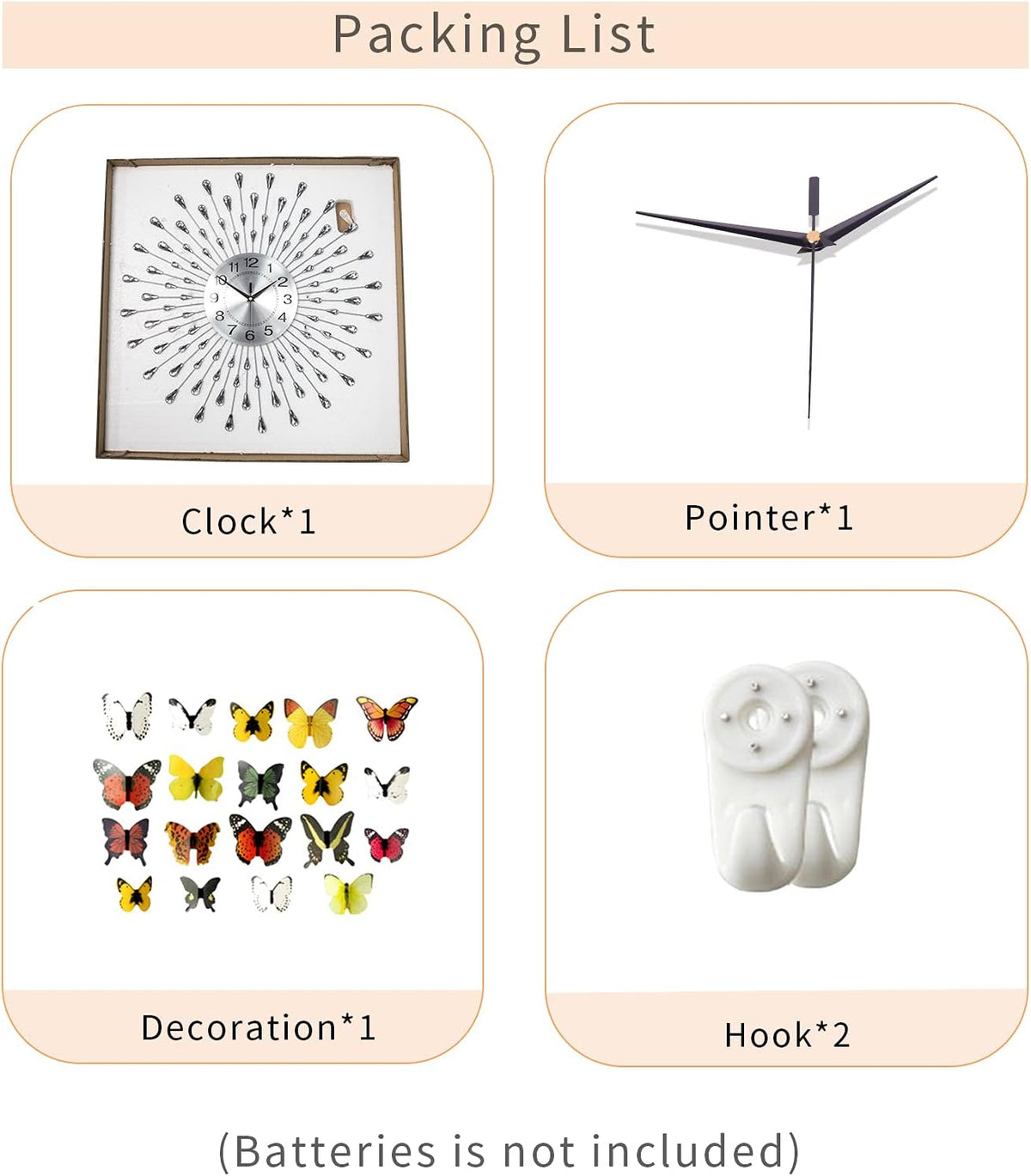 FLEBLE Modern Large Wall Clock for Living Room Decor Clock Battery Operated