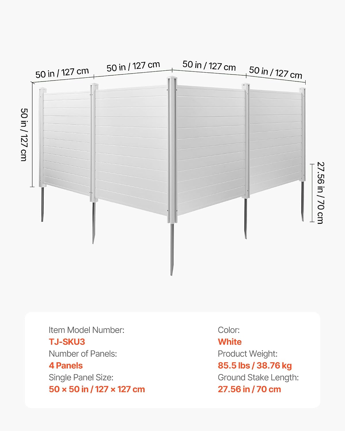 VEVOR Outdoor Privacy Screens 50" W x 50" H 4-Panel Air Conditioner Fence