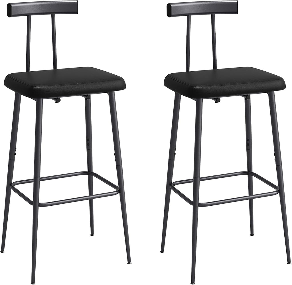 black bar stool set of 2,tall meta black, package contents