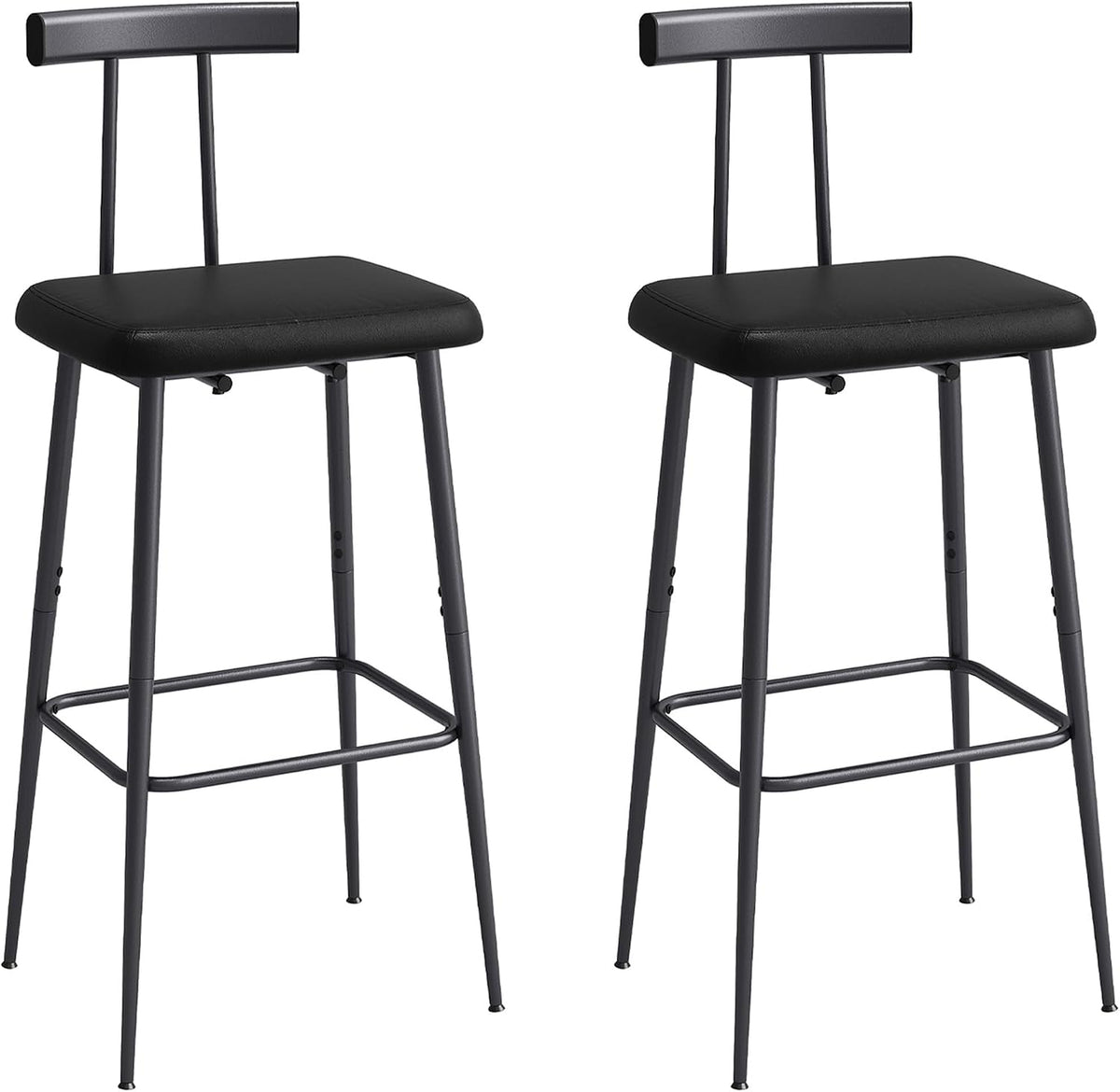 black bar stool set of 2,tall meta black, package contents