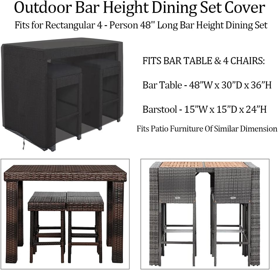 outdoor bar height dining set cover heavy duty shown in use
