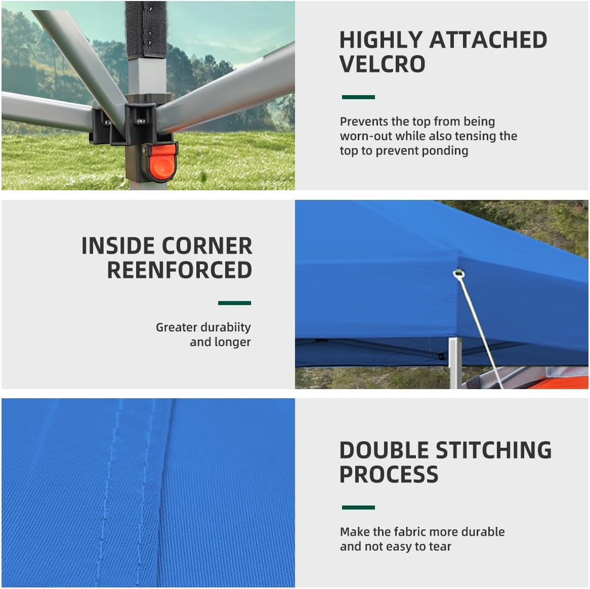 10x10 Pop Up Canopy Tent, Outdoor Instant Sun Shelter - Blue, Included 1 x Rolling Storage Wheeled Bag, 4 x Guylines, 8 x Stakes