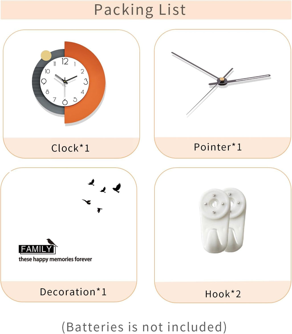 FLEBLE Modern Wall Clocks for Living Room Decor Large Decorative Wall Clock