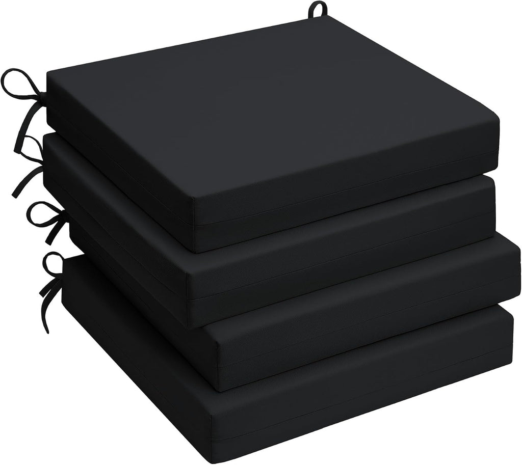 Outdoor Chair Cushions, Set of 4, 24"*24"*4", Water Resistant, Black