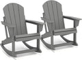 GREENVINES Adirondack Rocking Chairs Set of 2, HDPE Outdoor Rockers, Grey