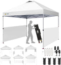 CROWN SHADES 10x10 Pop up Canopy Tent with 2 Half Sidewalls, Grid White