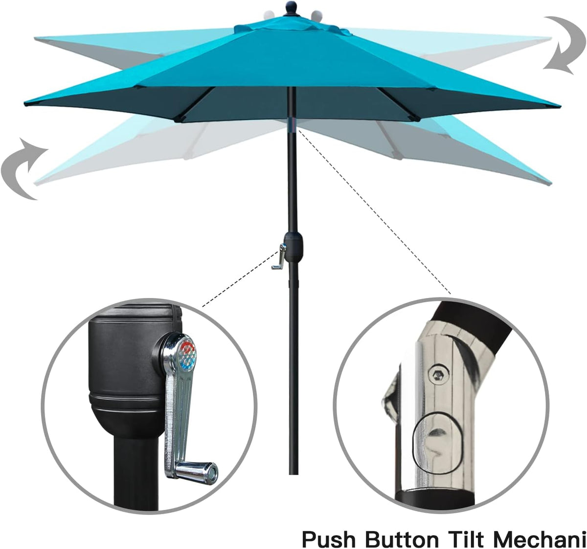 sunnyglade 7.5' patio umbrella outdoor table umbrella tilt shown in use