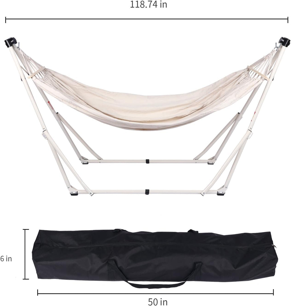 2 in 1 Hammock with Stand - Portable Hammock & Swing Chair, No Tools Assembly, with Carry Bag, Indoor Outdoor for Patio, Garden, Camping, Apartment (White)