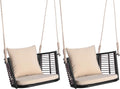HAPPYGRILL 2 Pack Outdoor Porch Swing with Seat Cushion & Back Cushion