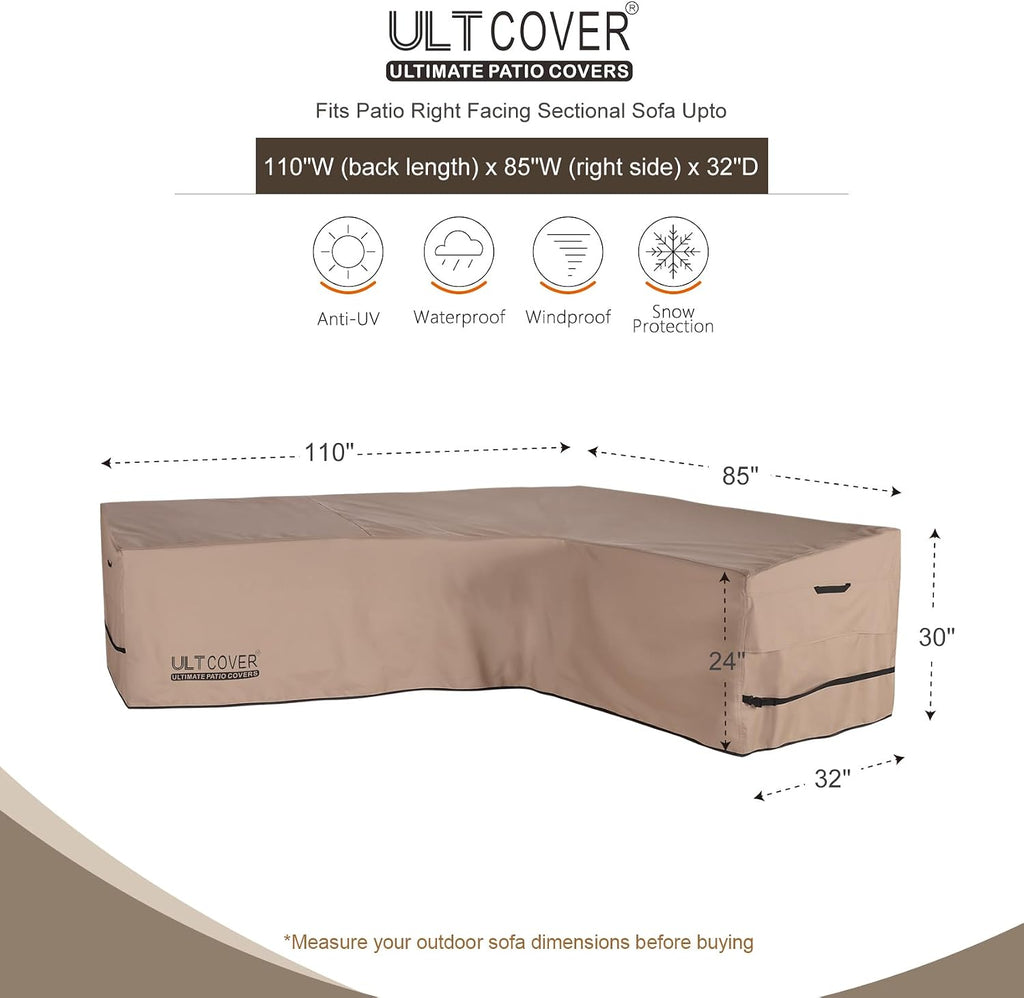 ULTCOVER Waterproof Patio 6-Seater L-Shaped Right Facing Sofa Cover