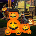 6 FT Halloween Inflatable Outdoor Decor with Ghost Pumpkin and Black Cat