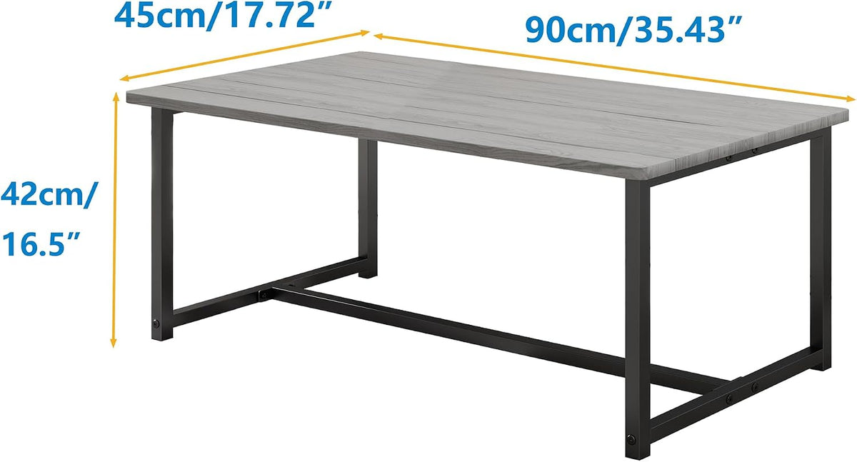 35.4" Rectangular Coffee Table for Living Room, Modern Industrial Style Coffee Table Center Table with Metal Frame for Small Space, Apartment, Office, Easy Assembly, Grey