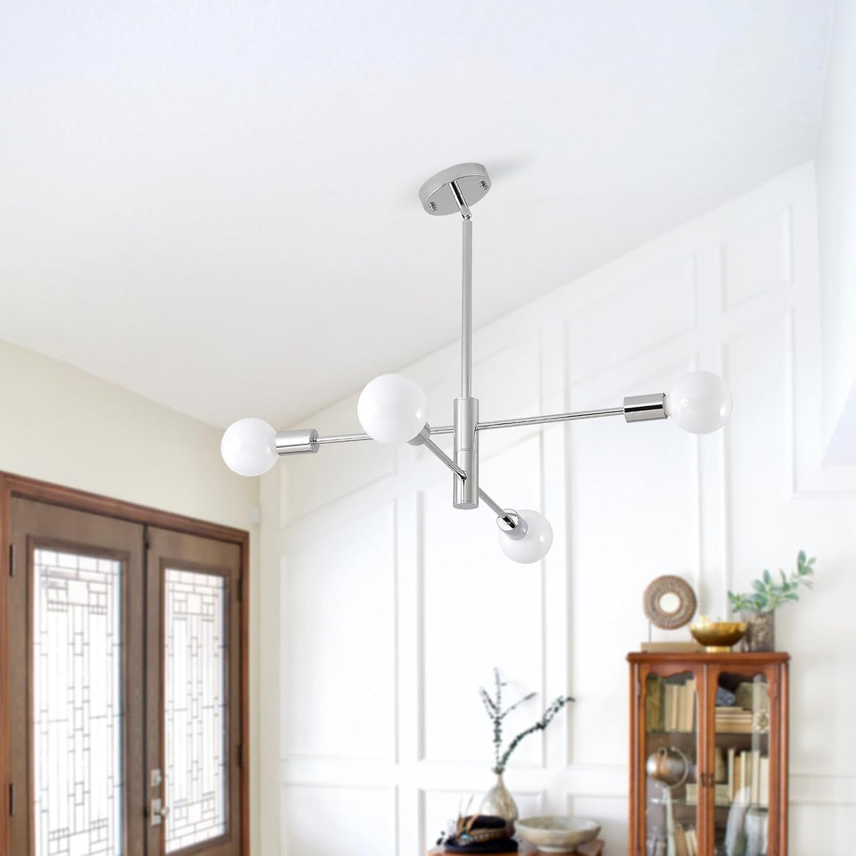 hhr modern sputnik lighting fixture 4 bulbs chrome shown in use