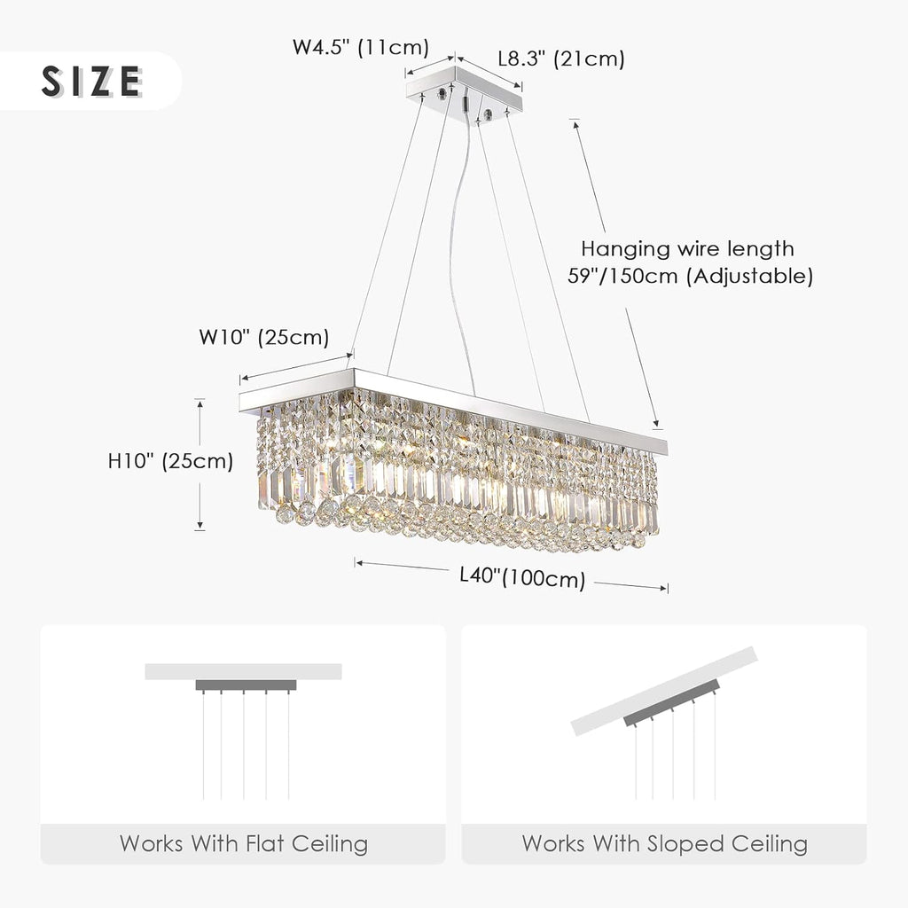 siljoy 8 lights modern crystal chandeliers, rectangular k9 on a desk or shelf