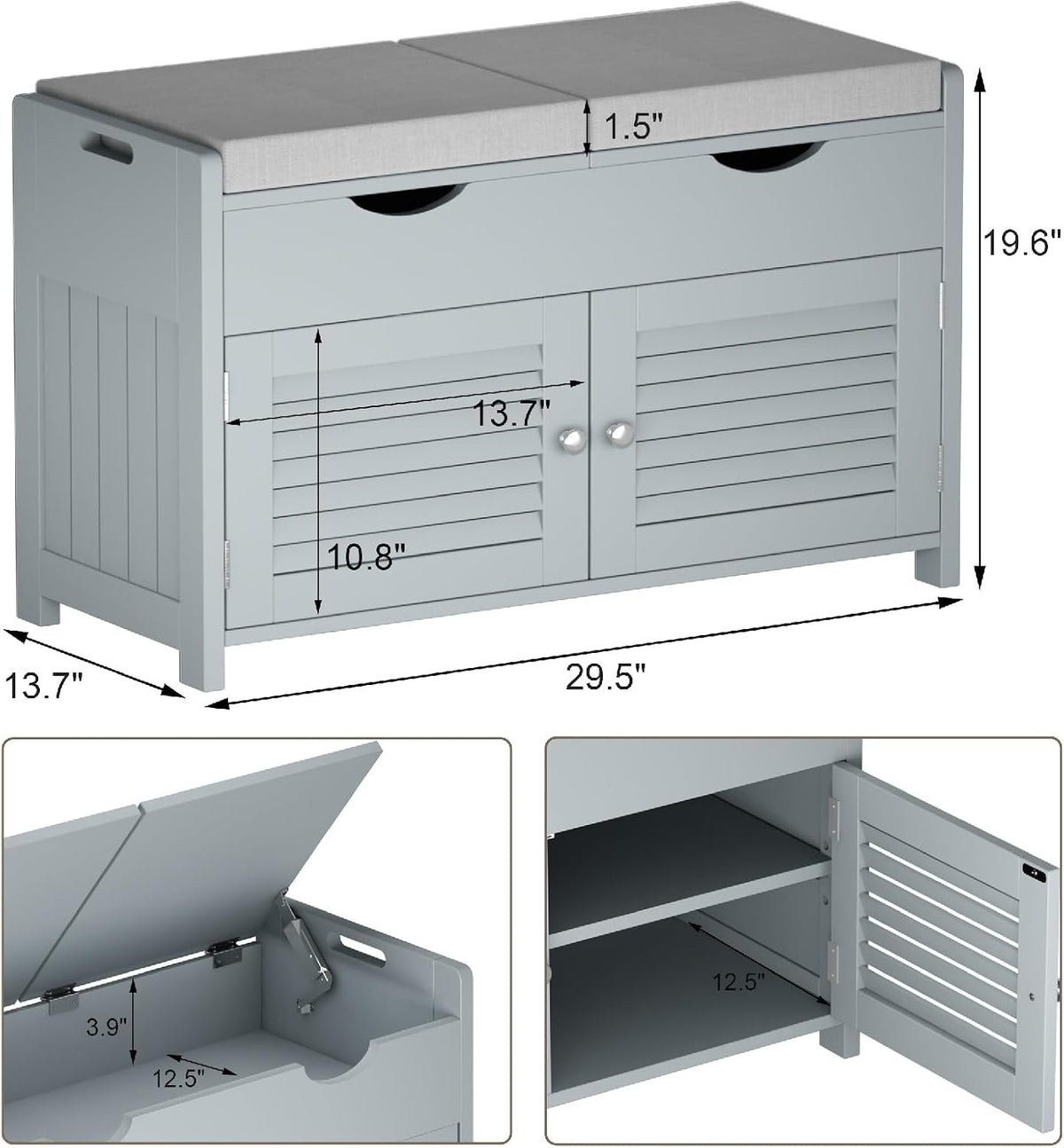ChooChoo Shoe Storage Bench with Lift Top Storage & Cushioned Seats