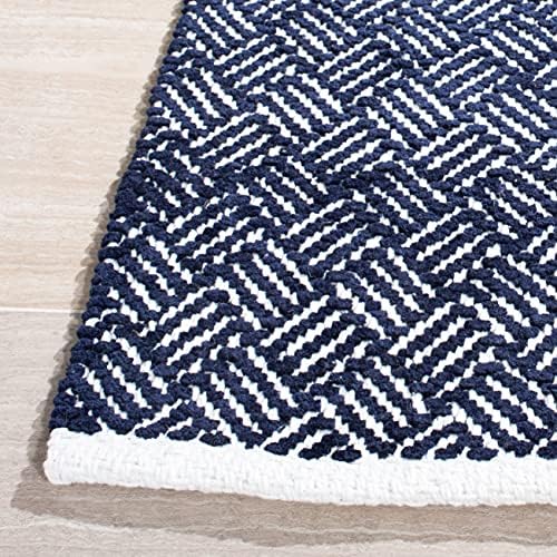 SAFAVIEH Boston Collection 6' x 9' Navy BOS680D Handmade Flatweave Cotton Area Rug