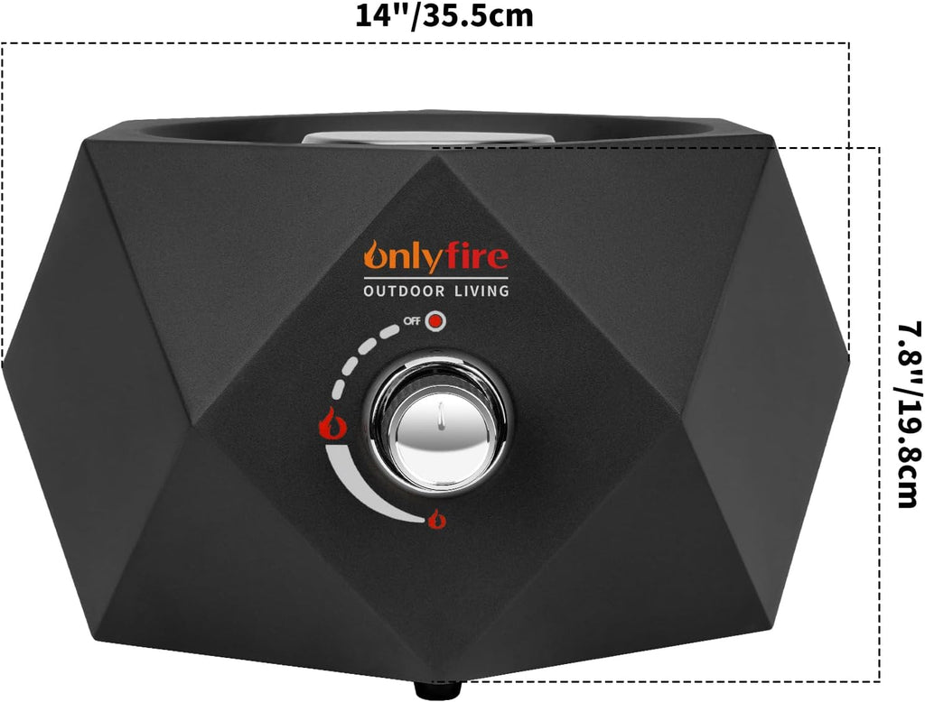 14" Modern Gas Fire Pit Bottom-Mounted for Table with Umbrella Hole, FP003