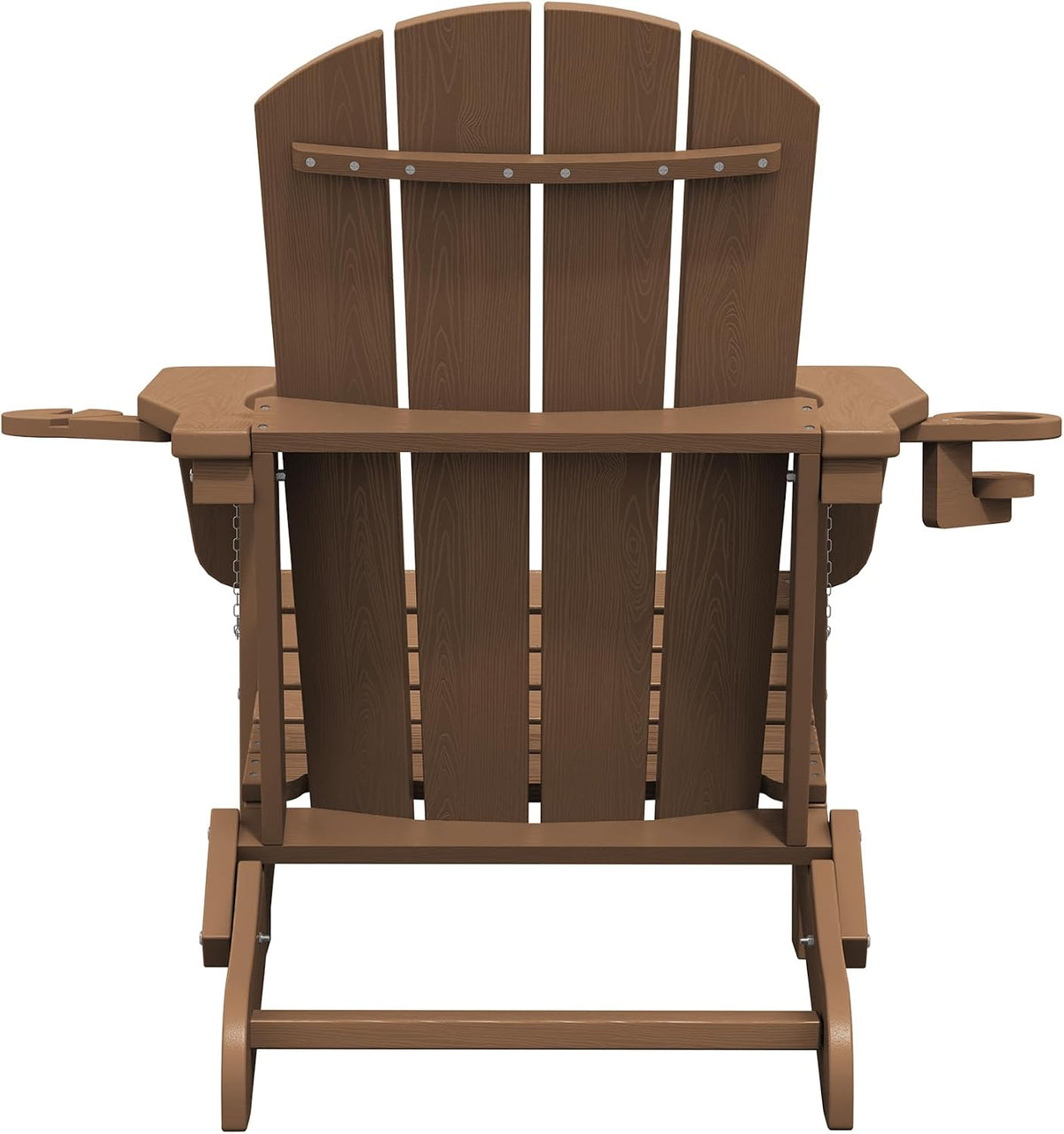 SERWALL Outdoor Adirondack Chairs with 2 Cup Holders,Foldable,Brown