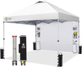 CROWN SHADES Canopy Tent 10x10 Pop Up Canopy with Side Pockets, Grid White