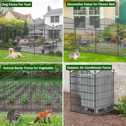 10 Panel No Dig Decorative Garden Fence with Gate 40"H x 23.6'L Dog Barrier
